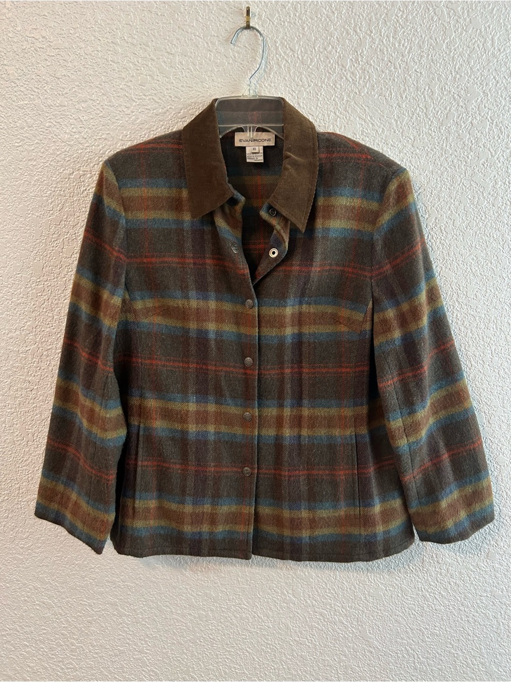 Vintage Evan-Picone Plaid Wool Blend Jacket Size 10 Equestrian Grandpacore